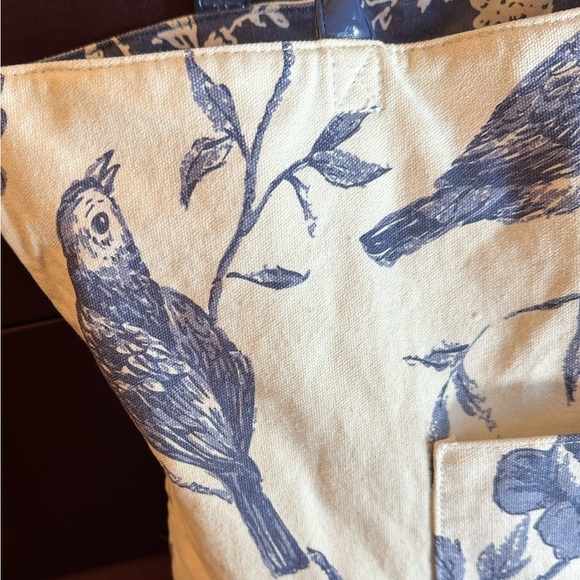 Joann Fabrics reversible canvas large tote bag detachable pouch blue bird cotton - Picture 9 of 16